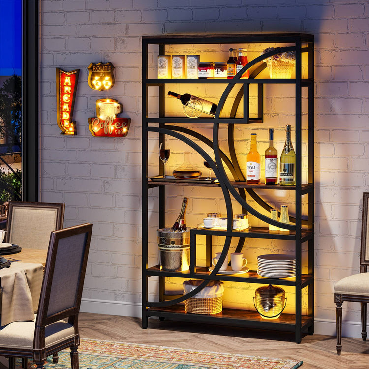 Tribesigns Bookshelf, 70" Staggered Bookcase 7-Tier Display Organizer Tribesigns