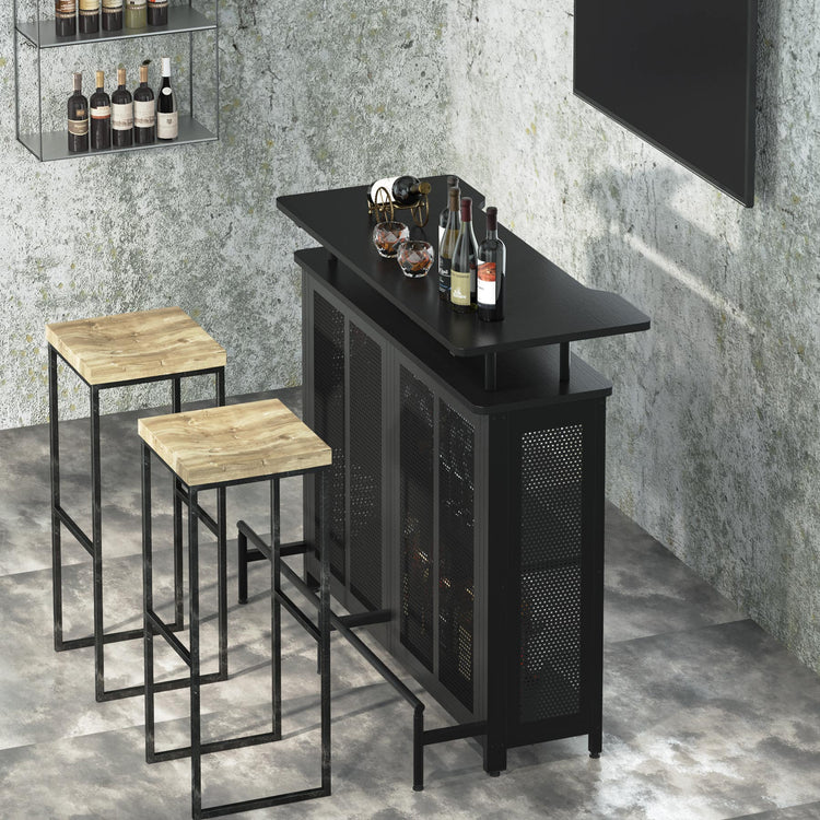 Bar Unit, 3 Tier Liquor Home Bar Table with Stemware Racks Tribesigns