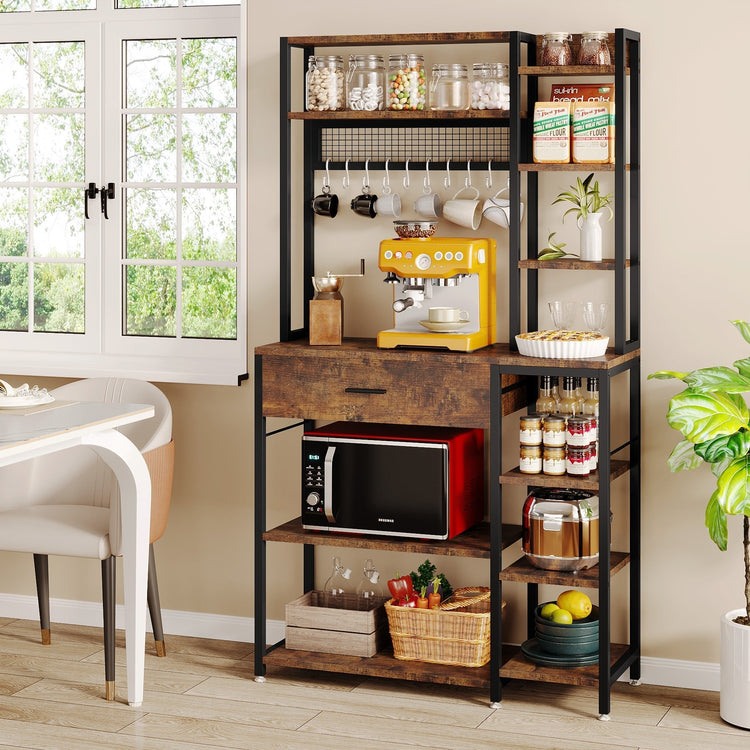 Kitchen Baker's Rack, 70.9" Kitchen Storage Shelf with Drawer & Hutch Tribesigns