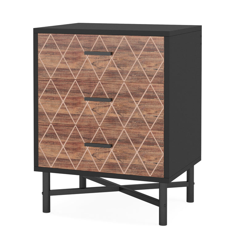 Nightstand, Modern Bedside Table with 3 Drawers, Sofa End Table Tribesigns