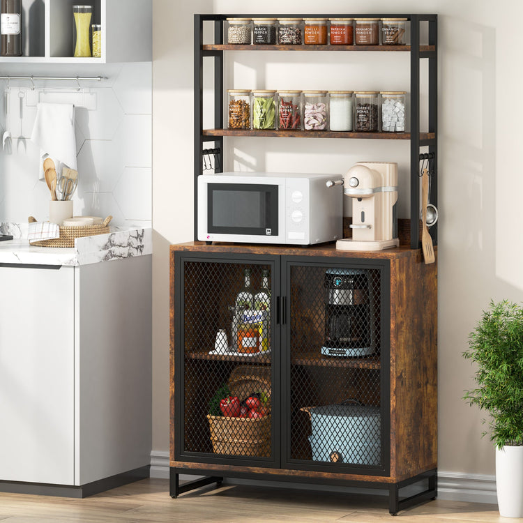 Kitchen Bakers Rack with Hutch, 5 Tier Kitchen Utility Storage Shelf Tribesigns