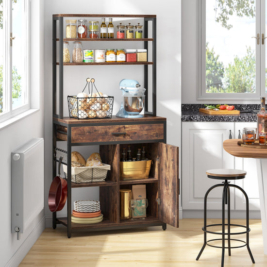 Kitchen Baker's Rack, 6-Tier Microwave Stand with Cabinet & Drawers Tribesigns