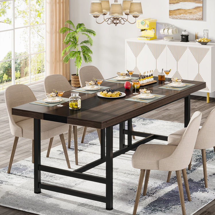 Dinning Table 6 People, 70" Home & Kitchen Table with Metal Frame Tribesigns