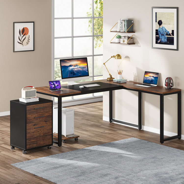 Tribesigns Tribesigns L-Shaped Desk, 63" Executive Computer Desk with Mobile File Cabinet