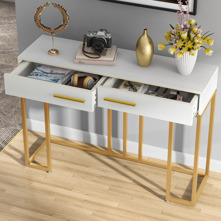 Console Table, Modern Sofa Couch Table with 2-Drawer Tribesigns