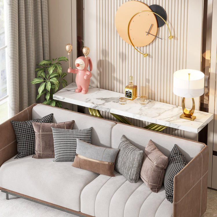 55" Console Table Modern Faux Marble Sofa Entryway Table Tribesigns