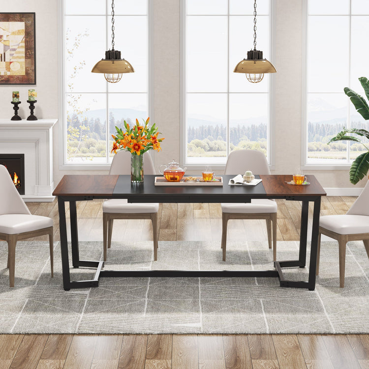 71" Dining Table, Rectangular Kitchen Table Dining Room Table for 6 People Tribesigns