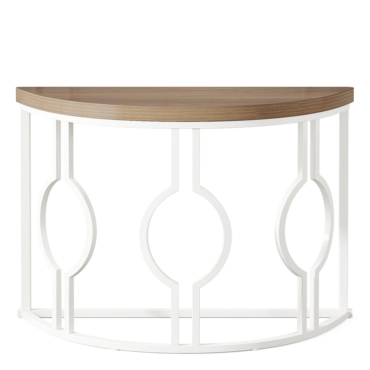 Console Table, 43" Industrial Half Moon Shaped Sofa Table Tribesigns