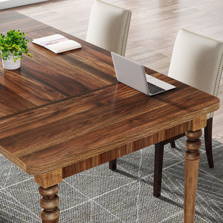 62.2" Executive Desk, Farmhouse Computer Desk with Solid Wood Turned Legs Tribesigns