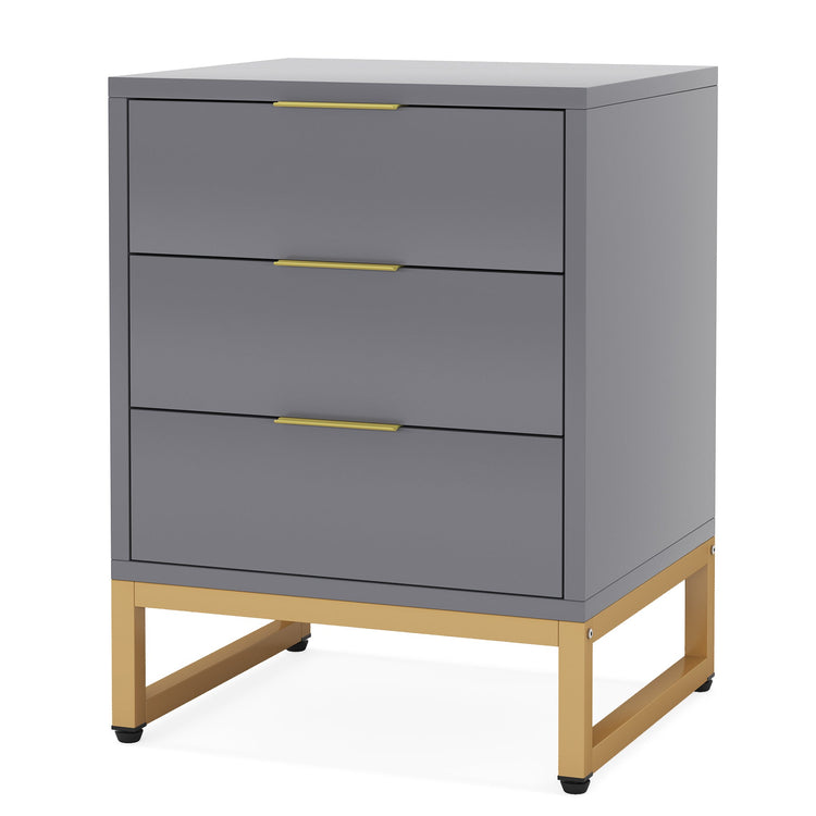 Nightstand, Modern Bedside End Table with 3 Storage Drawers Tribesigns