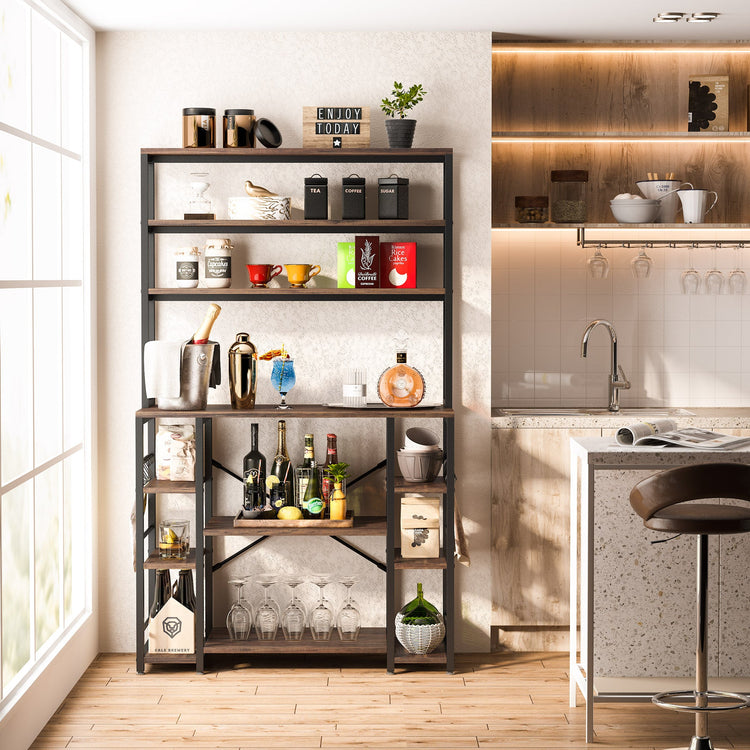 Kitchen Baker's Rack, 6-Tier Utility Kitchen Storage Shelf with Hutch Tribesigns