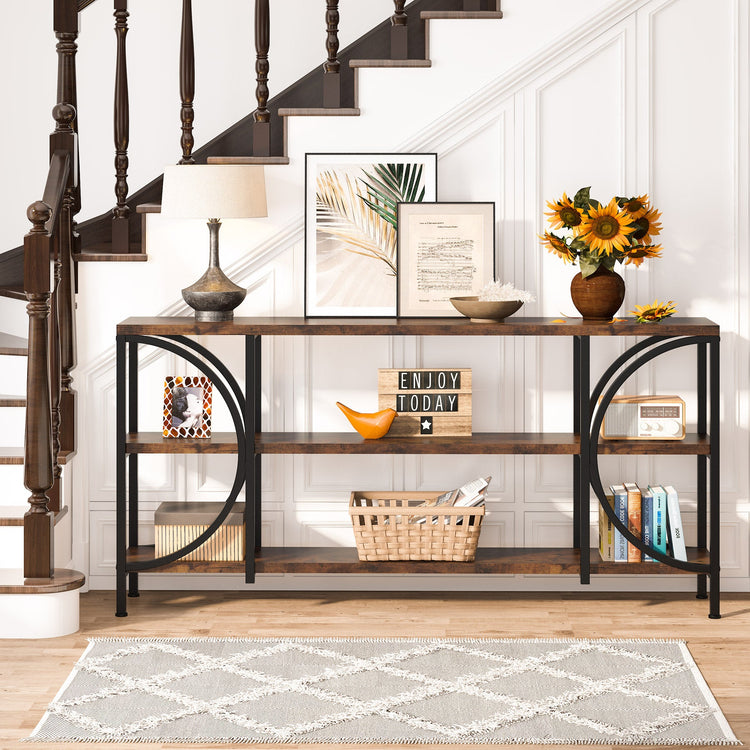 Console Table, 70.86" Sofa Entryway Table with 3 Tier Storage Shelves Tribesigns