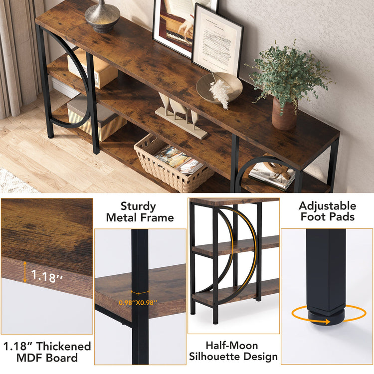 Console Table, 70.86" Sofa Entryway Table with 3 Tier Storage Shelves Tribesigns