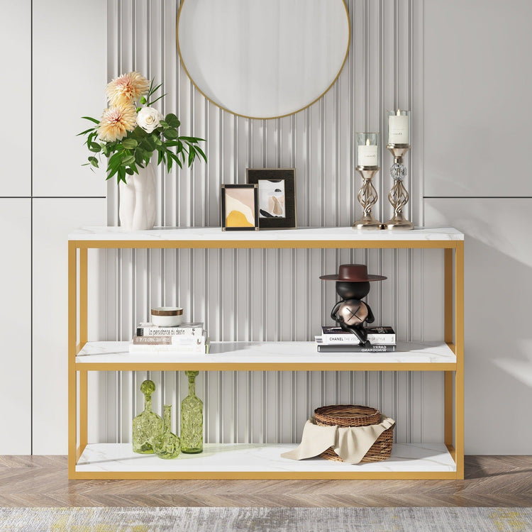 Console Table, Faux Marble Top 3-Tier Sofa Entryway Table Tribesigns