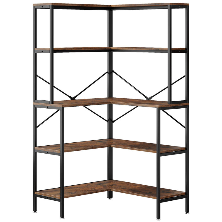 5-Tier Corner Bookshelf, 67" Tall L-Shaped Bookcase Display Organizer Tribesigns