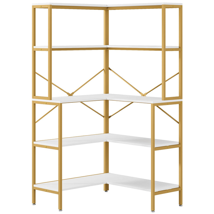 5-Tier Corner Bookshelf, 67" Tall L-Shaped Bookcase Display Organizer Tribesigns