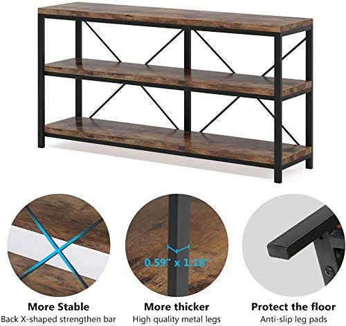 55" Console Table, Sofa Table TV Stand with 3-Tier Storage Shelves Tribesigns