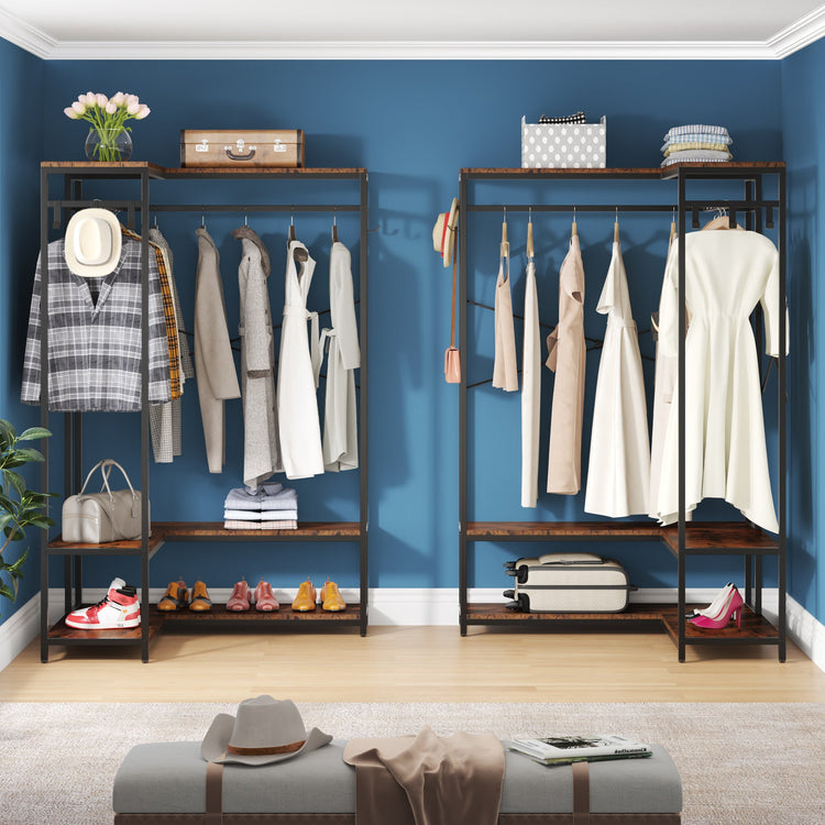 Freestanding Closet Organizer, L-Shaped Clothing Garment Rack Tribesigns