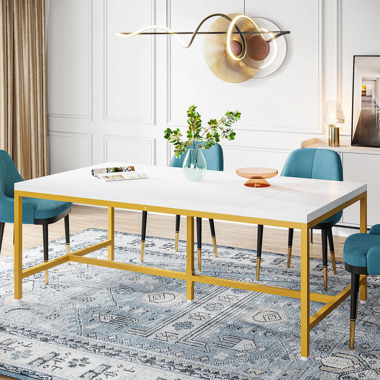 63" Dining Table, Rectangle Kitchen Table for 6 People Tribesigns