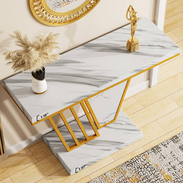 Console Table, 41-Inch Modern Entryway Table with Faux Marble Tabletop Tribesigns