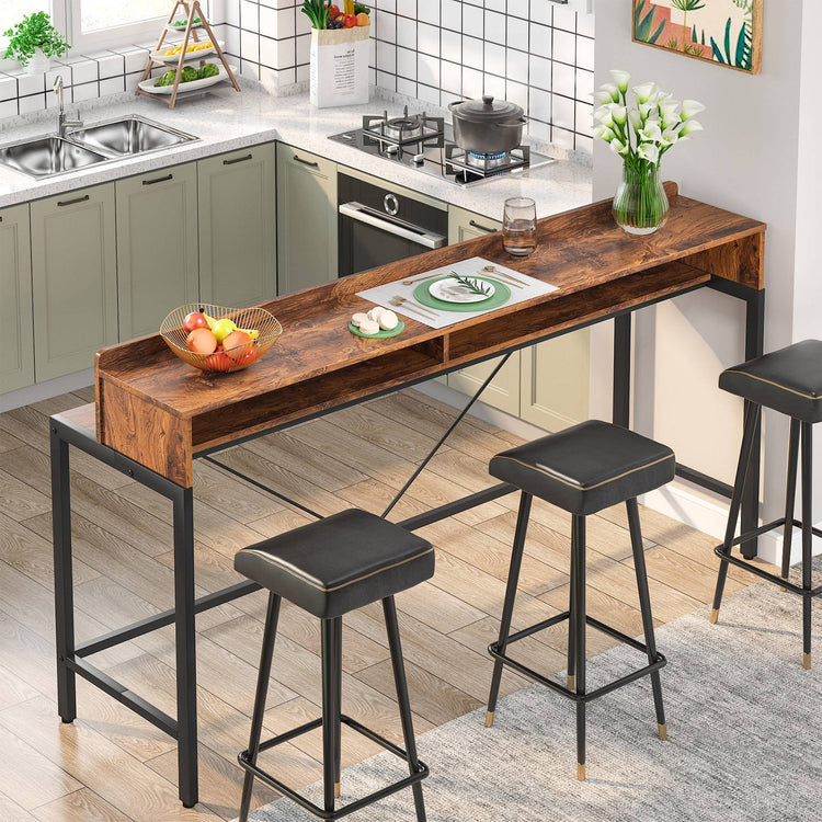 2-Tier Console Table, 70.9" Sofa Hallway Table with Open Shelves Tribesigns