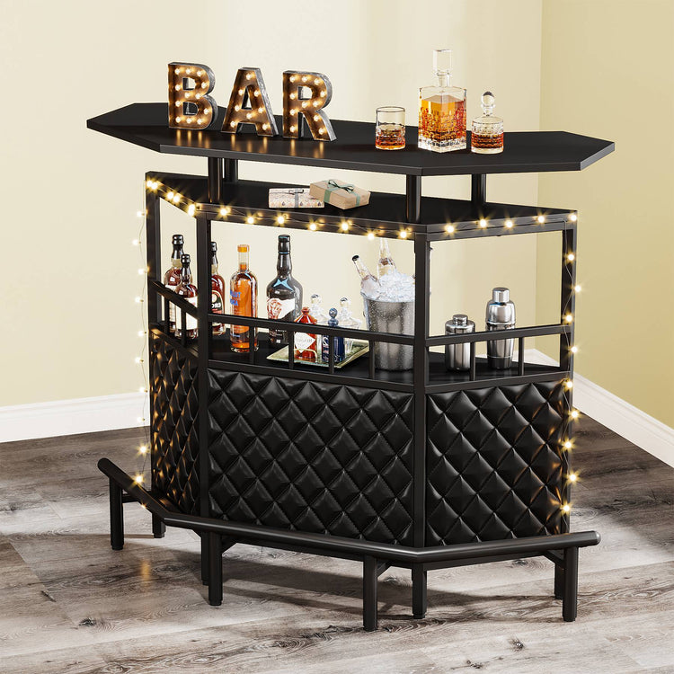 Bar Unit, 4 Tier Home Bar Cabinet with Storage Shelves and Footrest Tribesigns