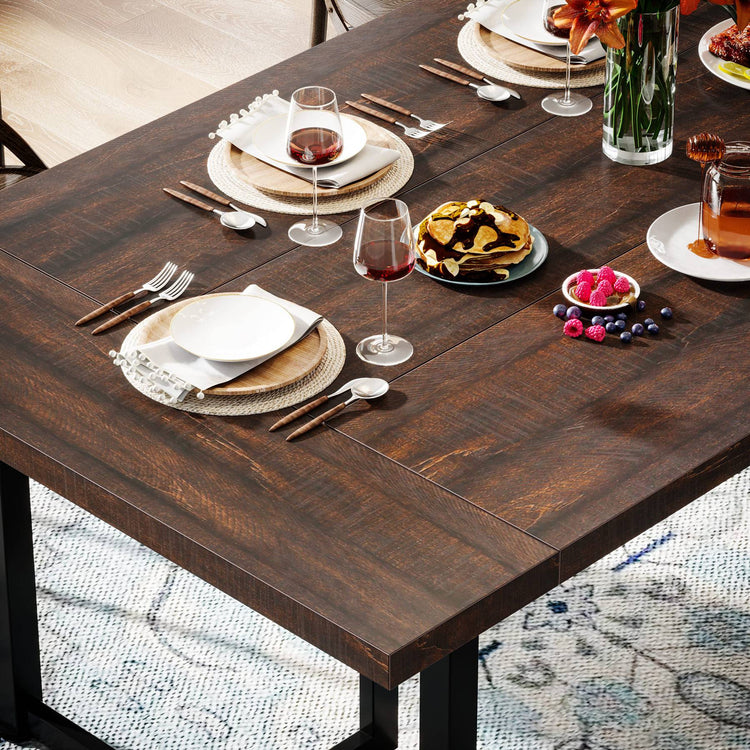 Farmhouse Dining Table, Industrial Rectangular Kitchen Table for 4-6 People Tribesigns