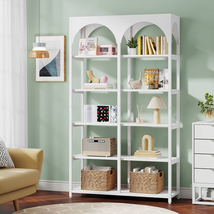 5 Tiers Bookshelf, 70.9" Modern Arched Etagere Bookcase Display Shelf Tribesigns