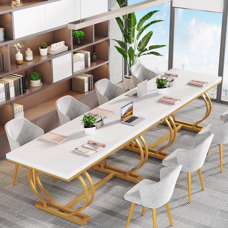 Tribesigns Executive Desk, 70.9" Modern Computer Desk with Gold Metal Frame Tribesigns