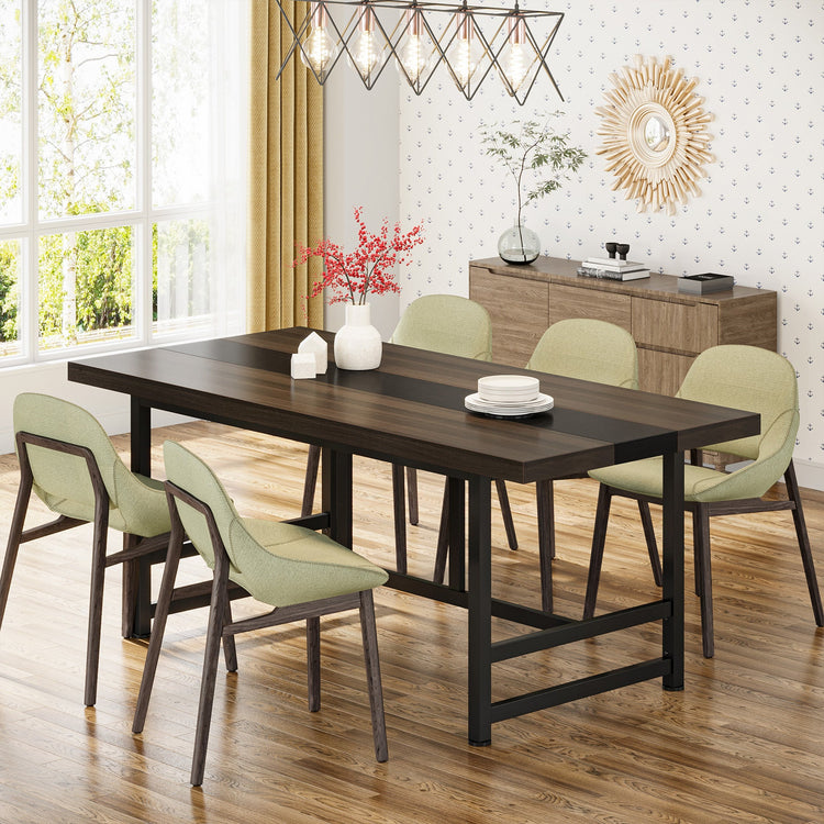 Dinning Table 6 People, 70" Home & Kitchen Table with Metal Frame Tribesigns