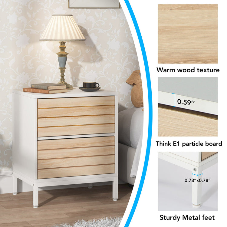 Nightstand, Wood End Table Bedside Table with 2-Drawer Tribesigns