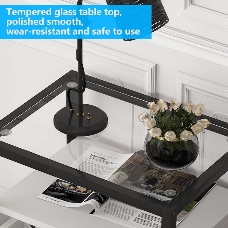 Nightstand, Modern Side End Table with Drawer and Shelf Tribesigns