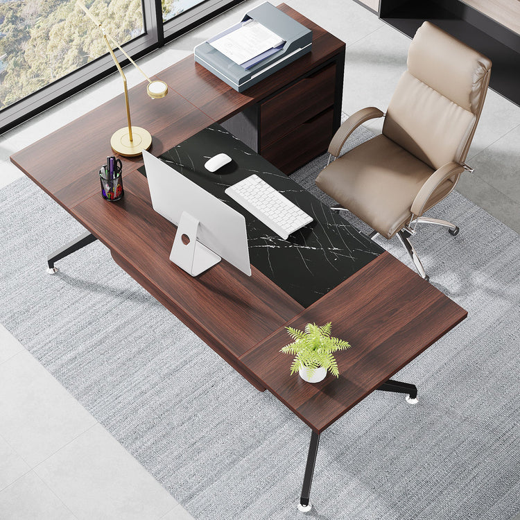 63" L-Shaped Desk, Corner Executive Computer Desk with File Cabinet Tribesigns