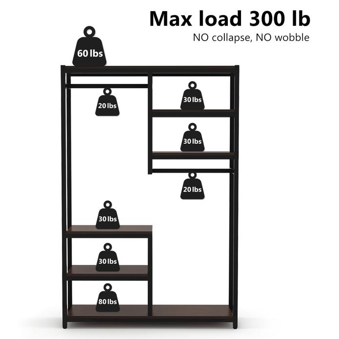 Freestanding Closet Organizer, Clothes Racks with 2 Hanging Rod Tribesigns