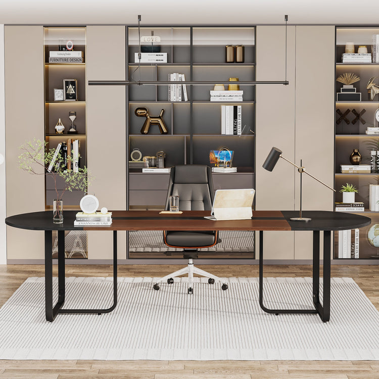 70.86" Oval Executive Desk, Modern Computer Meeting Table for Home Office Tribesigns