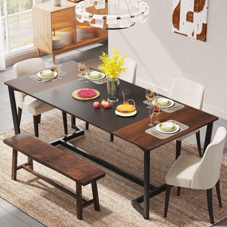 71" Dining Table, Rectangular Kitchen Table Dining Room Table for 6 People Tribesigns