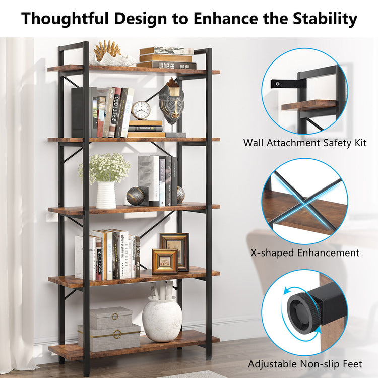 Tribesigns Bookshelf, 5 Tier Bookcase Display Shelf Unit Tribesigns
