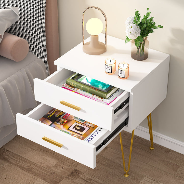 Nightstand, 26" Tall Bedside End Table with 2-Drawer Tribesigns