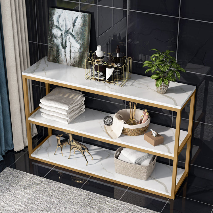 Console Table, Faux Marble Top 3-Tier Sofa Entryway Table Tribesigns
