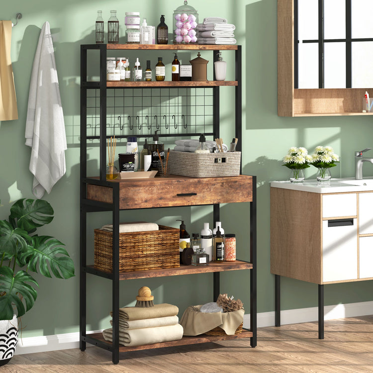 Kitchen Baker's Rack, 5-Tier Kitchen Storage Shelf with Hutch Tribesigns