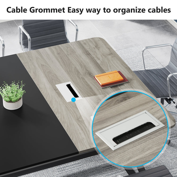 Tribesigns Conference Table, 8FT Meeting Boardroom Table with Cable Grommet Tribesigns