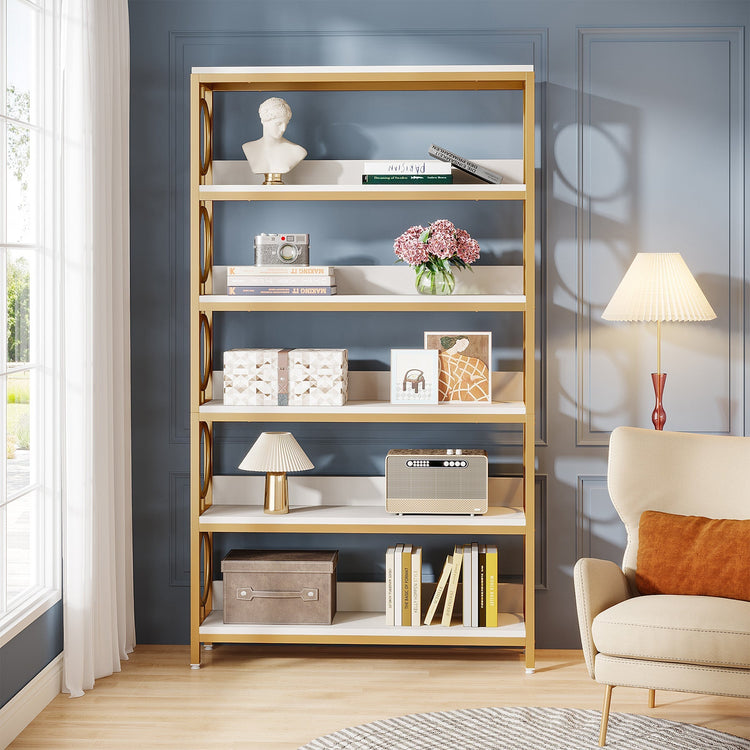 6-Tier Bookshelf, 71.2" Tall Bookcase Freestanding Open Display Rack Tribesigns