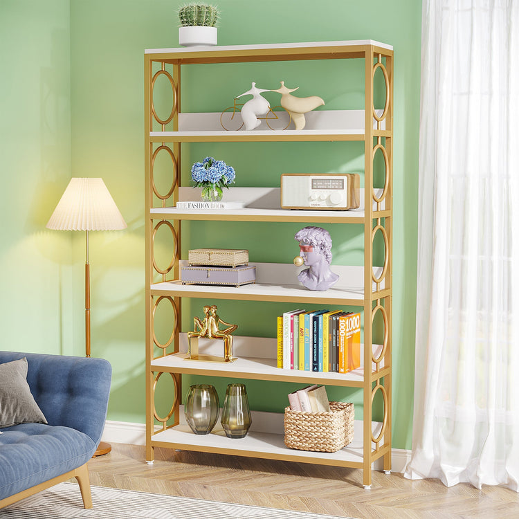 6-Tier Bookshelf, 71.2" Tall Bookcase Freestanding Open Display Rack Tribesigns