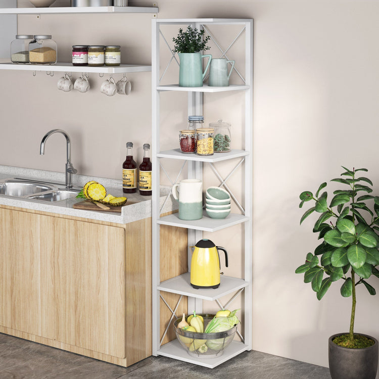 6-Tier Corner Shelf, 70.8 Inch Corner Bookshelf Storage Etagere Bookcase Tribesigns