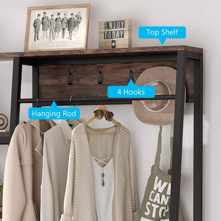 Freestanding Closet Organizer, Hall Trees with Shoes Bench Tribesigns