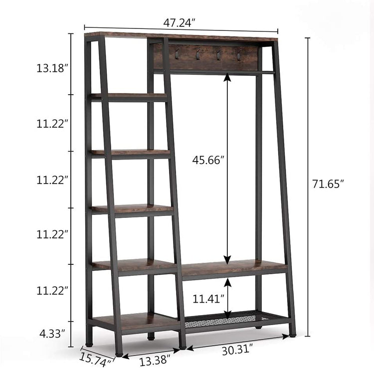 Tribesigns Freestanding Closet Organizer, 5-Tier Shelves Coat Garment Rack