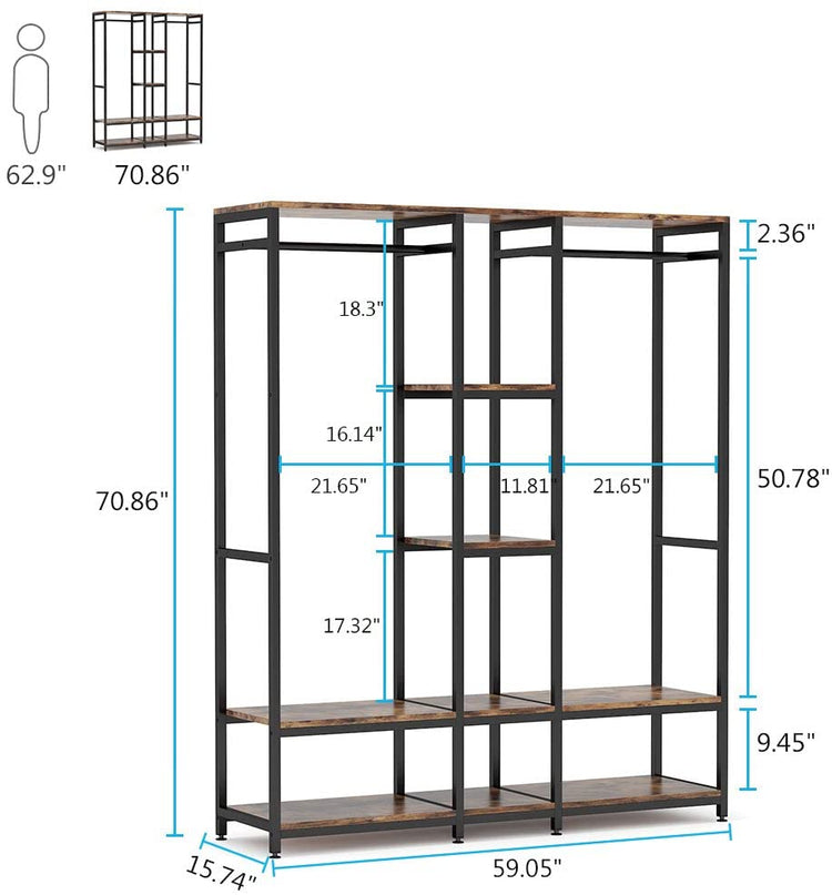 Freestanding Closet Organizer, Double Rod Clothes Rack Tribesigns