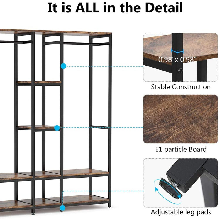 Freestanding Closet Organizer, Double Rod Clothes Rack Tribesigns