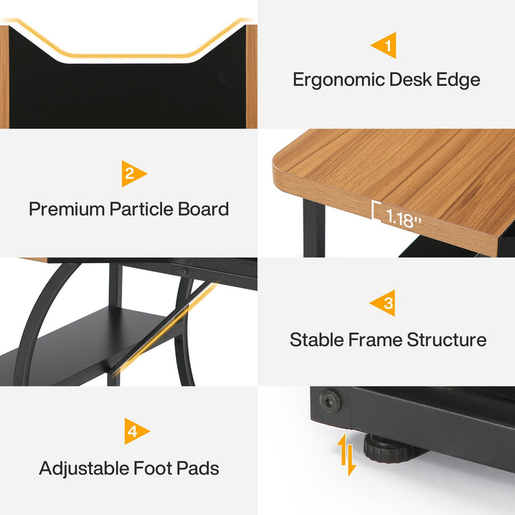 63" Computer Desk, Large Home Office Desks with Storage Shelves Tribesigns