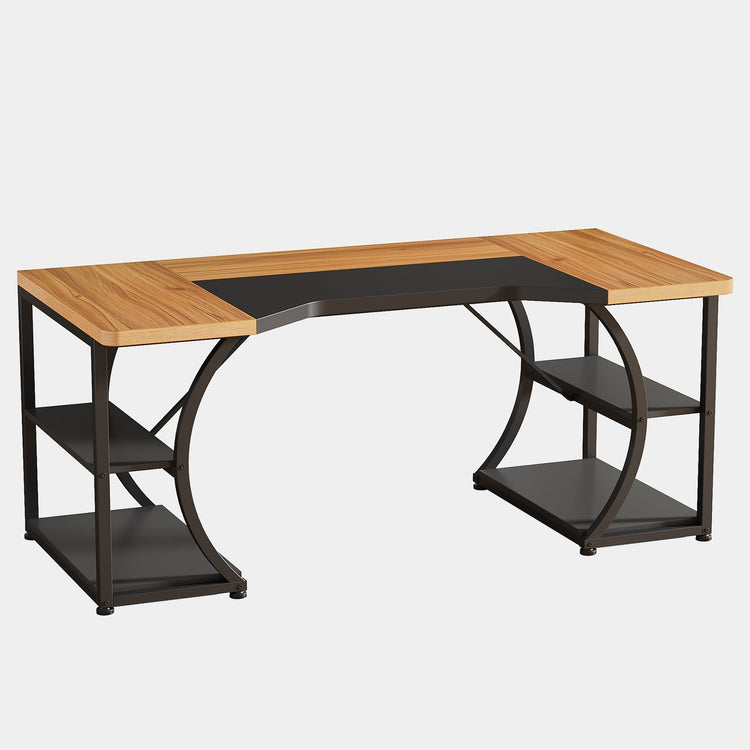 63" Computer Desk, Large Home Office Desks with Storage Shelves Tribesigns